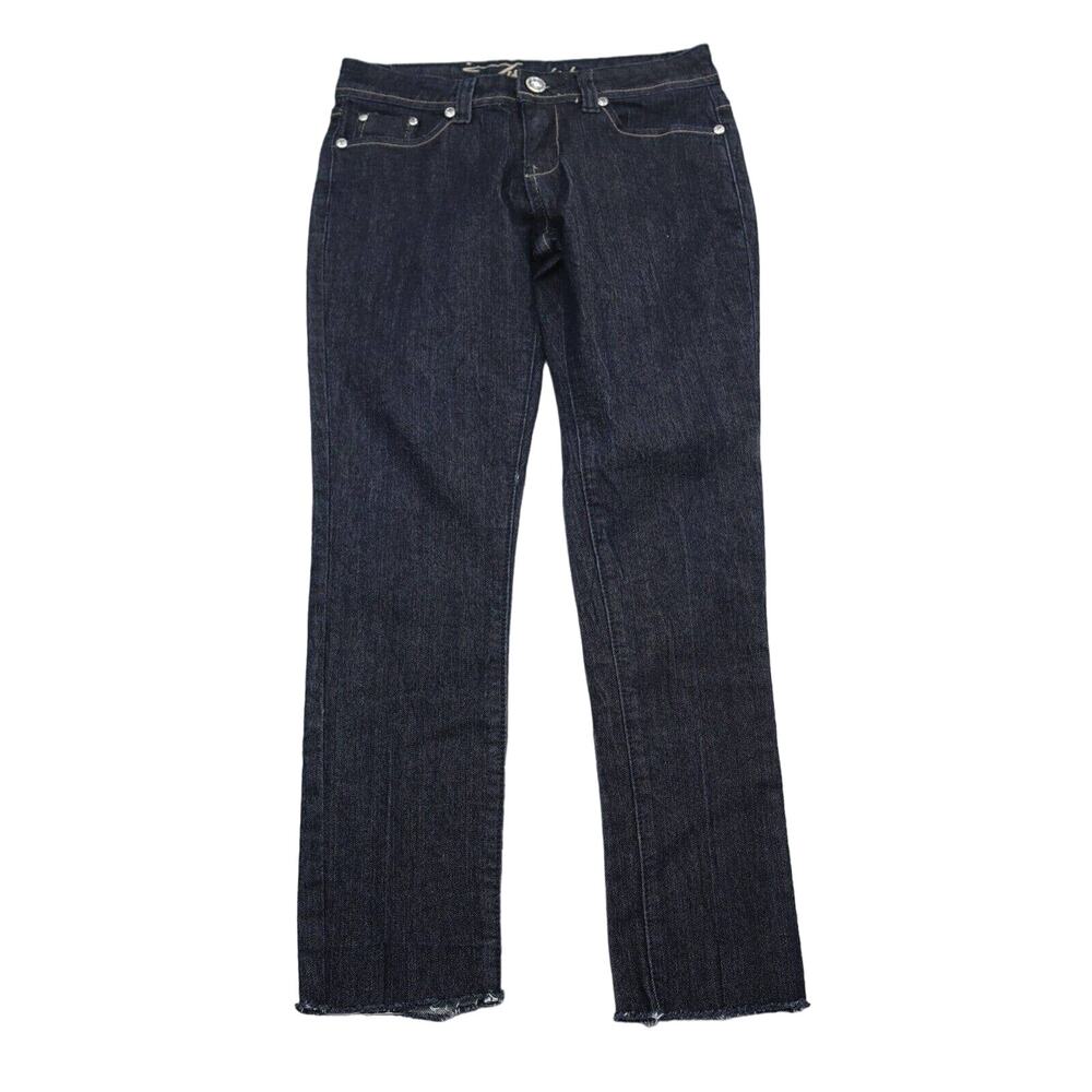 Twinkle Jeans Womens 7 Black Mid Rise Straight Cut Beaded Pockets Pants